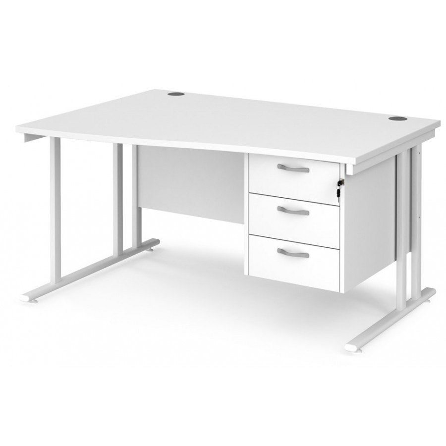 Maestro Cantilever Leg Wave Desk with Three Drawer Pedestal